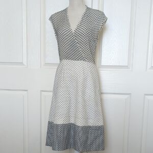 Tanya Taylor Gray and White Geometric Midi Dress